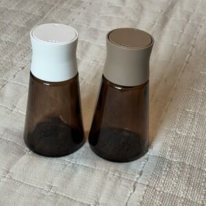 Set of 2, IKEA HALVTOM Salt and Pepper Shakers 4 ¾" Glass/brown, 005.234.43